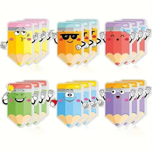 Pencil-Shape Vibrant Sticky Notes, 18 Whimsical Pads, 540 Sheets, 6 Designs, Adhesive Office Stationery for Scrapbooking & DIY Journaling