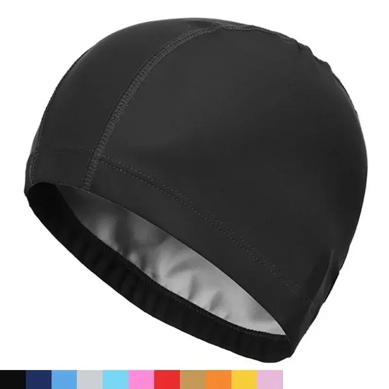 New Waterproof PU Fabric Swimming Cap for Adults, Large Size Unisex Ear Protection Long Hair Swim Hat, Water Sports Pool Use, Snorkeling Gear