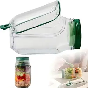 32oz Portable Salad Container, Side Opening Design, BPA-Free, Microwave Safe, Dishwasher Friendly, Stackable, Ideal for Office & Travel