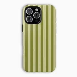 OLIVE STRIPES iPhone Case, Green Striped Design for Iphone 17 16 15 14 13 12 11 Pro Max Xr Aesthetic Teen Case, Phone Cover