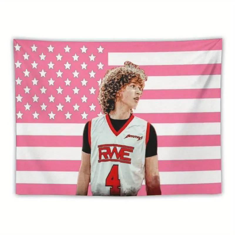 Nelson Star Neumann Wall Tapestry - Durable Decorative Tapestry Wall Hanging, Pink Flag Background, Polyester Peach Skin Velvet Blanket, 40x30in (102x76cm) for Dormitory Room Decor