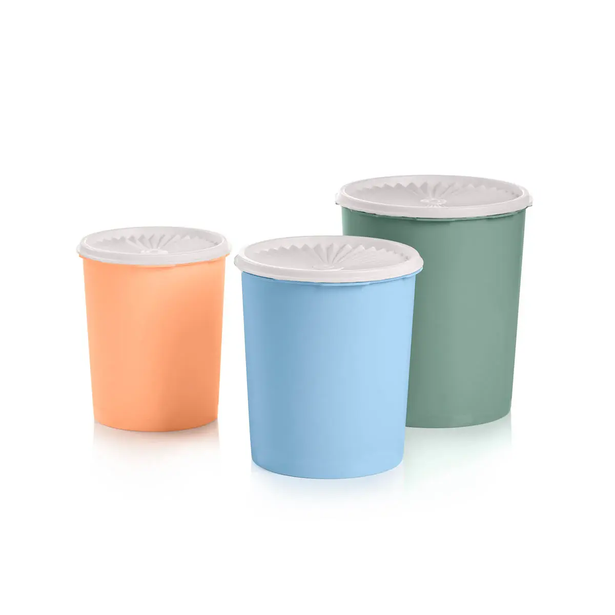 Tupperware classic 3 PC decorator canister set - iconic style with airtight seals