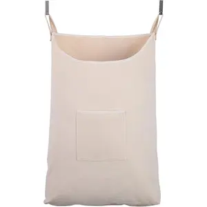 Laundry Collector, Laundry Hamper, Door Hanging Laundry bag with hooks (Beige, 65Liters)