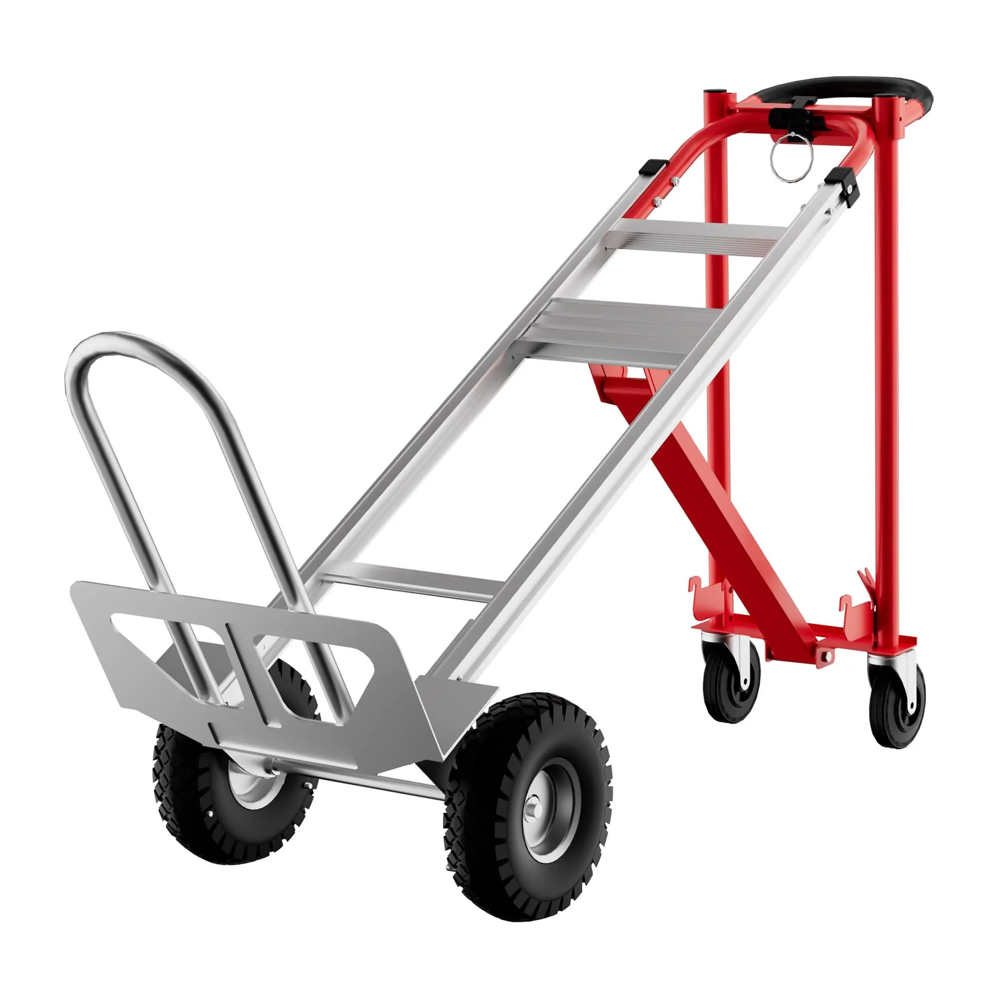 Garvee Foldable Hand Truck with Wheels - 3 in 1 Convertible Heavy Duty Dolly Cart with Elastic Straps, 800 lbs Capacity, Aluminum Collapsible Hand Truck Dolly for Home, Supermarket, Warehouse Moving - Red