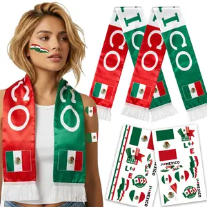 【2026 New Model】Football Fan Scarf Set | 2 set Supporter Scarf And 2 set Tattoo Gift  Set | Mexico |  SummerVibes