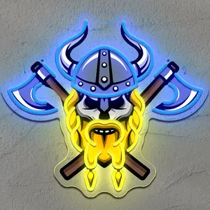 Viking Neon Sign, Viking Skull LED Sign, Viking Warrior Neon Sign, Viking Print Artwork, Norse Mythology Sign Decor, Viking Wall Art Decor,Valentine's Day ,LED Lights Bedroom
