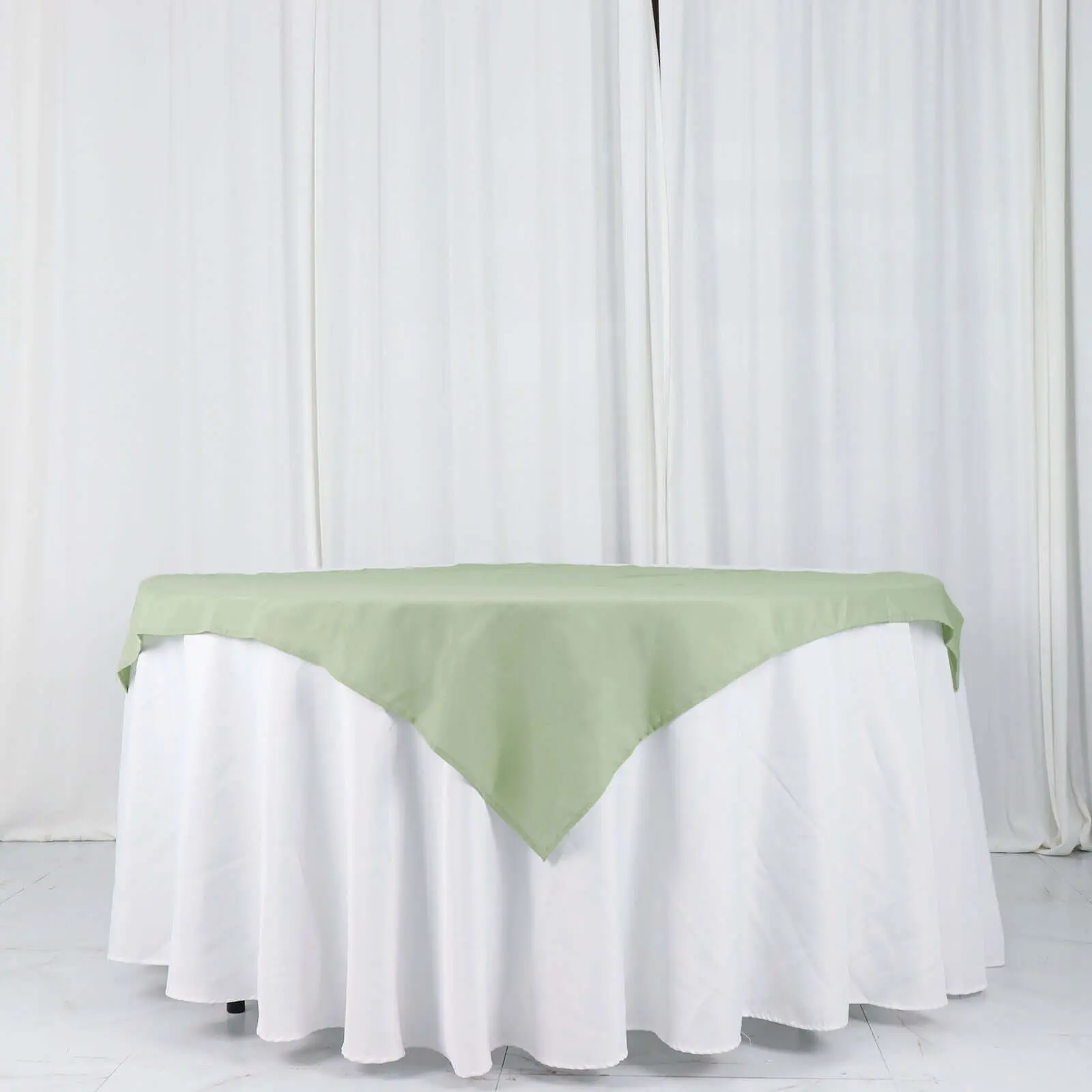 Polyester Square Table Overlay 54"x54" Sage Green - Wrinkle-Resistant Table Topper, Party Table Decor, Polyester Table Covers
