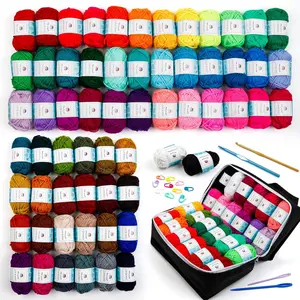 62 Acrylic Yarn Skeins, 2170 Yards Yarn for Knitting and Crochet, Includes 2 Crochet Hooks,2 Weaving Needles,10 Stitch Markers, Perfect Beginner Kit for Adults Kids
