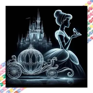 1pcs 5D DIY Diamond Painting Set, 5D Diamond Art Set, DIY Decoration, Castle, Pumpkin Carriage, Crystal Shoe Diamond Painting Set Full Round Diamonds DIY, Mosaic, Diamond Art, DIY Art Home Decoration, Suitable for Halloween and Christmas.