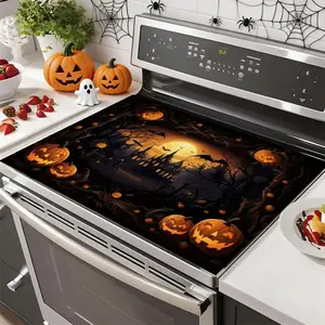 Soft Electric Stove Cover Cook Top Panel Protector Pad,Ghost Pumpkin Castle Design, Scratch-Resistant, Easy Clean, Multi-Purpose Kitchen Protector, Halloween Decor