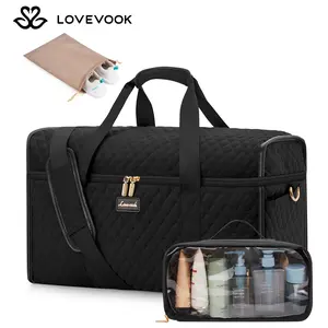 LOVEVOOK Travel Duffle Bag,Weekender Bags For Women, Carry On Duffel Bags For Airplanes, Overnight Bag With Toiletry Bag, Hospital Bag for Labor and Delivery, Yoga Gym Bag with Wet Pocket, 3Pcs Set