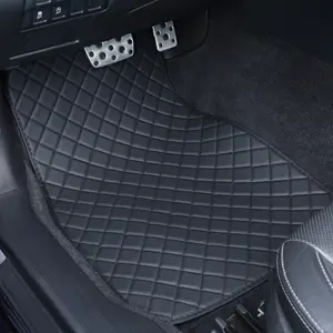 4 Piece PU Leather Car Floor Mats Universal Fit All Vehicle Types, Scratch Resistant Durable Easy Clean Install