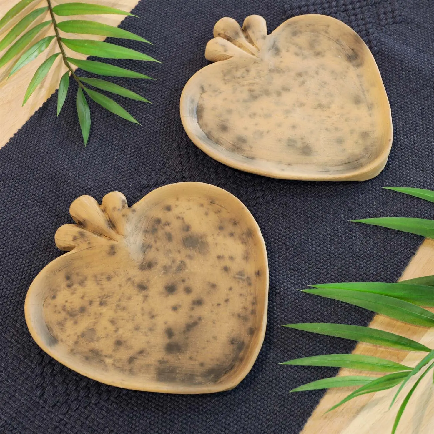 Handmade Artisan Clay Heart Serving Plate - Locally-Sourced Clay, Black Accents, Statement Piece, Small Corazón de Atzompa Kitchen & Tableware for Dining Use