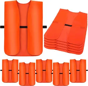 5 Pcs Blaze Orange Hunting Vest Adult Unisex Safety Hunting Vest Outdoor Orange Safety Hunting Vest for Men High Visibility Vest Unisex Adult Women Outdoor, Medium