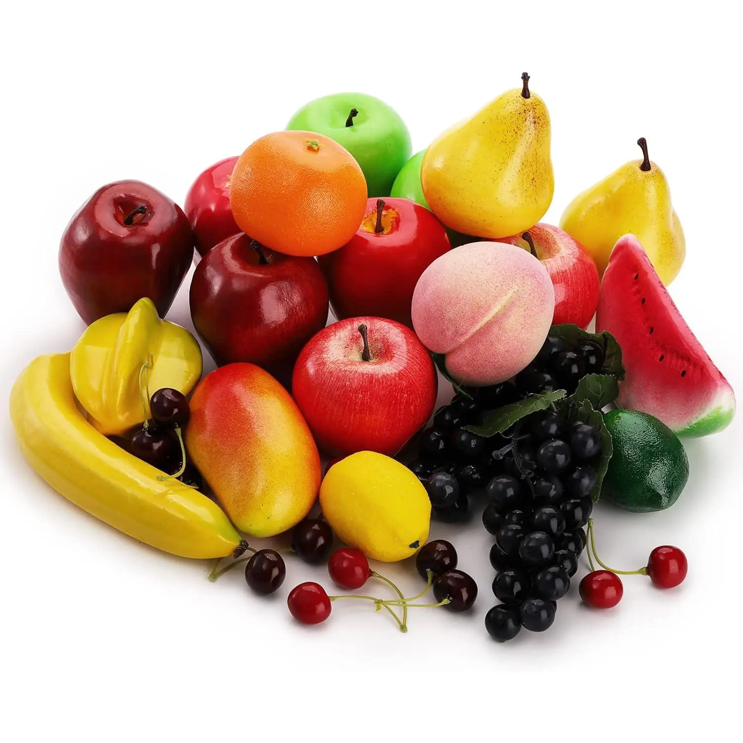 ZEAYEA 28 Pcs Artificial Fruit, Decorative Lifelike Realistic Fake Fruit Decor for Christmas Home Christmas Party Decoration, Multiple Fruits