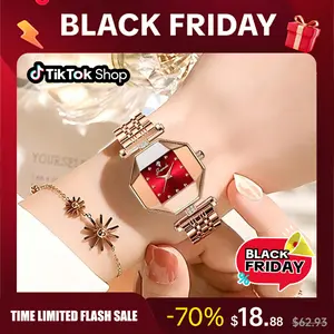 【TikTokShopBlackFriday】Women's Elegant Dial Quartz Watch Waterproof & Scratch-Resistant, Stylish Versatile, Perfect for Party & Daily Outfits, Exquisite Trendy Timepiece