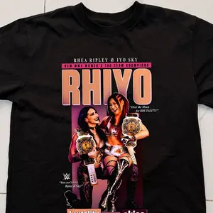 Rhea Ripley & Iyo Sky RHIYO Brutality from the Skies T-Shirt, Rhea Ripley Fans Shirt, Rhea Ripley & Iyo Sky Tee, Unisex Graphic For Fans Clothing, Menswear Cotton Crewneck Clothes Top,  Fashion Cotton, Full Colors, Full Sizes, For Men, For Women