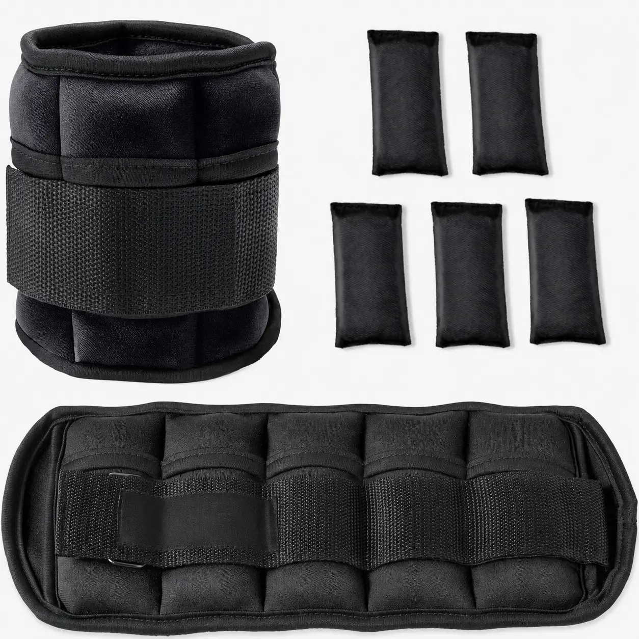 Adjustable Ankle Weights Set (2.5/3.5/5.5 lbs*2) with Removable Sandbags – Weight Equipment, Indoor Fitness Gear, Portable/Sport Training/Strength Conditioning Equipment for Walking, Strength Training, Home Workout