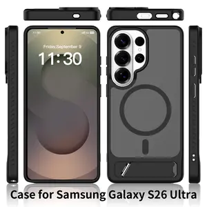 SAM S24 S25 S26 Case  Hidden Kickstand MagSafe Compatible Drop Proof  Matte  Black  Invisible Stand  MagSafe  Military Tough  Slim Black Matte