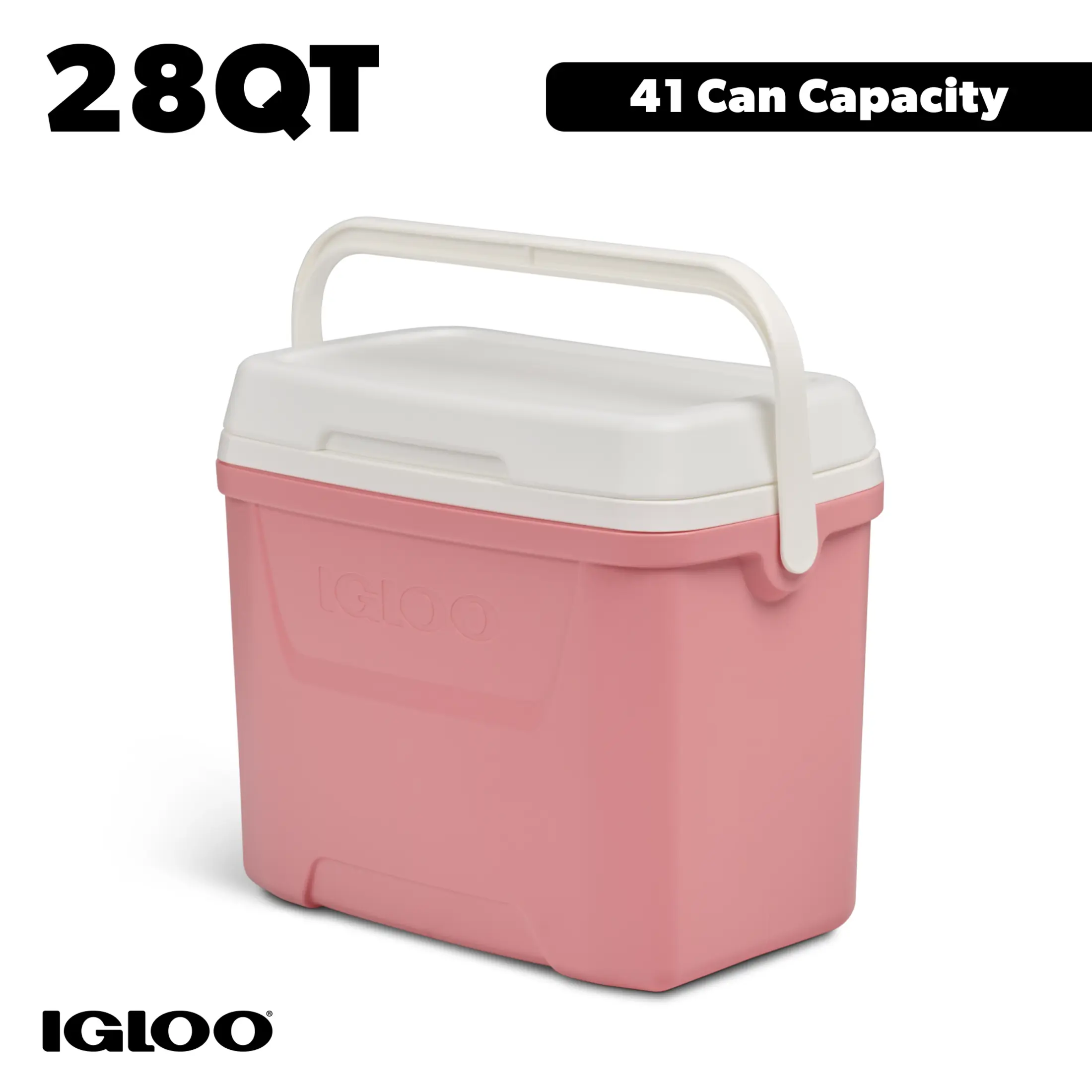 Igloo 28 QT Laguna Hard-Sided Ice Chest Cooler, Coral Pink