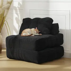 Garvee 3-in-1 Folding Sofa Bed and Convertible Sleeper Chair with Pillow, Boneless Futon Lounger, Collapsible Mattress, Portable Single Size Sofa for Living Room, Bedroom, Guest Room