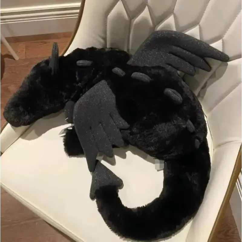50cm Giant Black Fantasy Dragon Plush Doll, Unisex Plush Fabric Stuffed Animal, Interactive Toys for Fantasy Play, Cute & Fierce Bed Decor