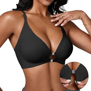 DEANGELMON Front Closure Bras for Women Racerback Bra No Underwire Seamless Push Up T-Shirts Bras Supportive Womens Bralettes Adjustable Strap Bra Minimalist Breathable Essential Evening Everyday Fit