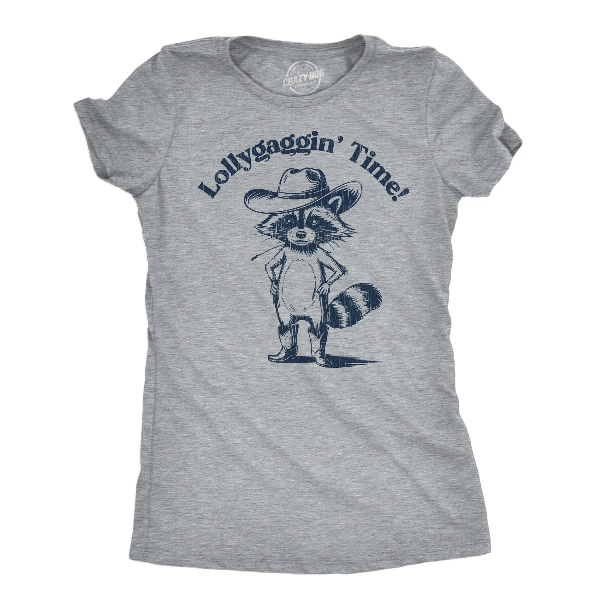 Womens Funny T Shirts Lollygaggin Time Sarcastic Raccoon Graphic Novelty Tee for Ladies Funny Womens T Shirts Cute Vintage Fashion Casual Ladies T-Shirt Gift Funny Sarcastic Top Women's Novelty Tees Light Grey