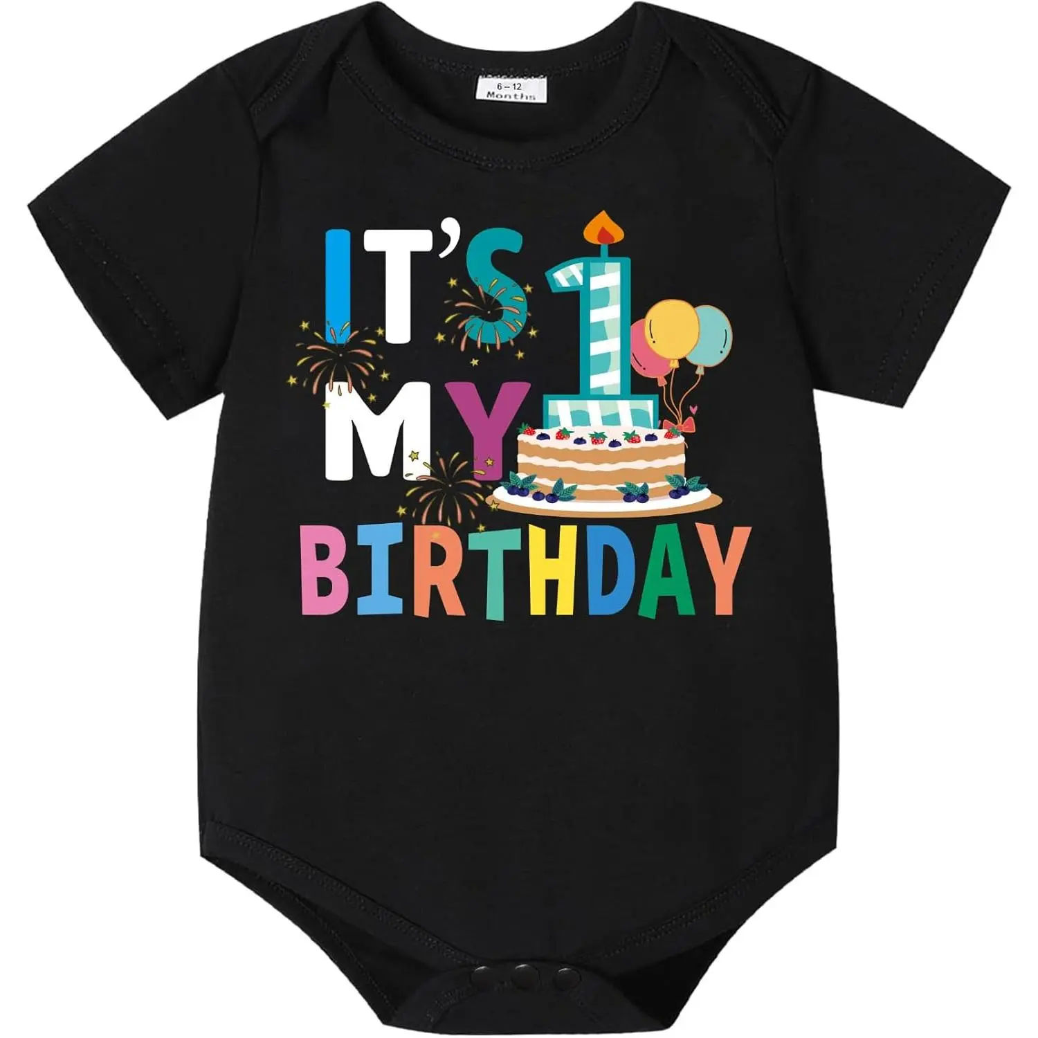 Baby 1st Birthday Bodysuit Outfit with Bowtie Infant Half Happy Birthday Party Clothes Tops Shirts for Boy Girls