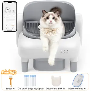 FUMOI Self-Cleaning Litter Box for Multi-Cat Homes Open-Top Auto Cleaner with APP Control Safety Sensors Odor Lock & Large 10.5L Waste Bin(Only Support 2.4G Wifi)