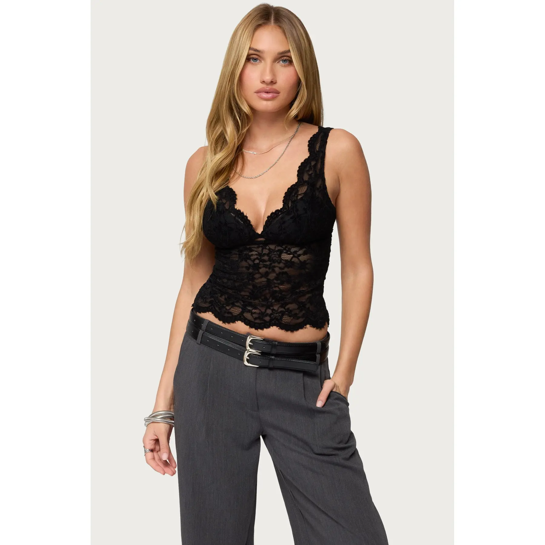 Araura Lace Velvet Floral Top