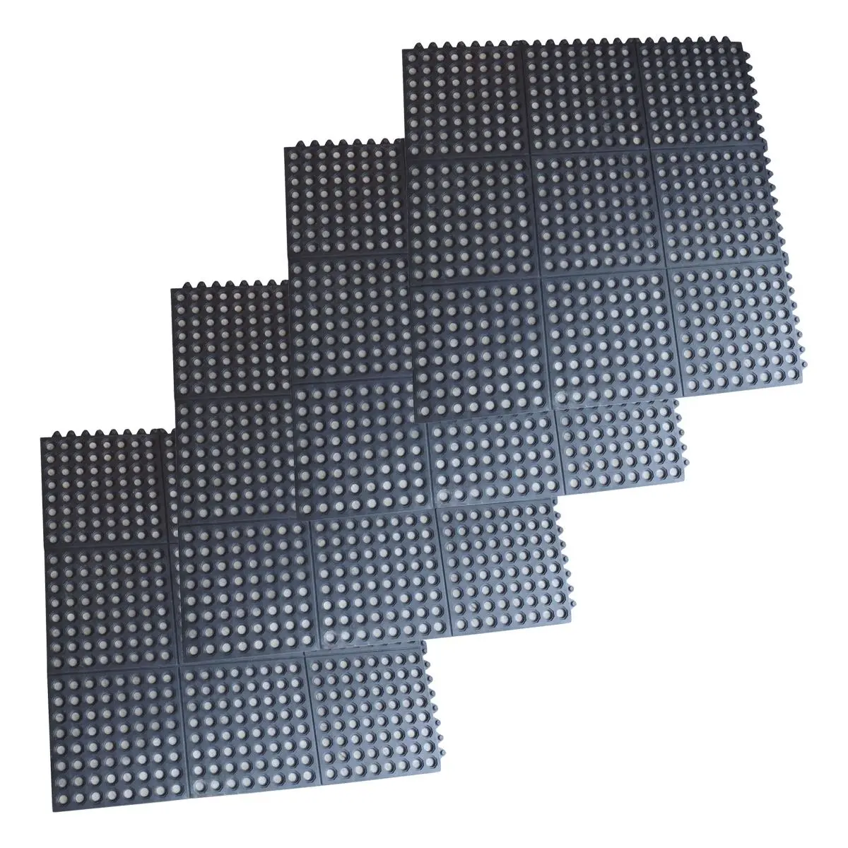 212 MAIN Industrial Rubber Floor Mats Set, Buffalo Tools RMAT33I4PK, 3x3 ft, Pack of 4, Durable Material, Non-Slip Surface