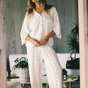 Marea Crochet Pant And Shirt - Natural Marea Cotton Crochet
