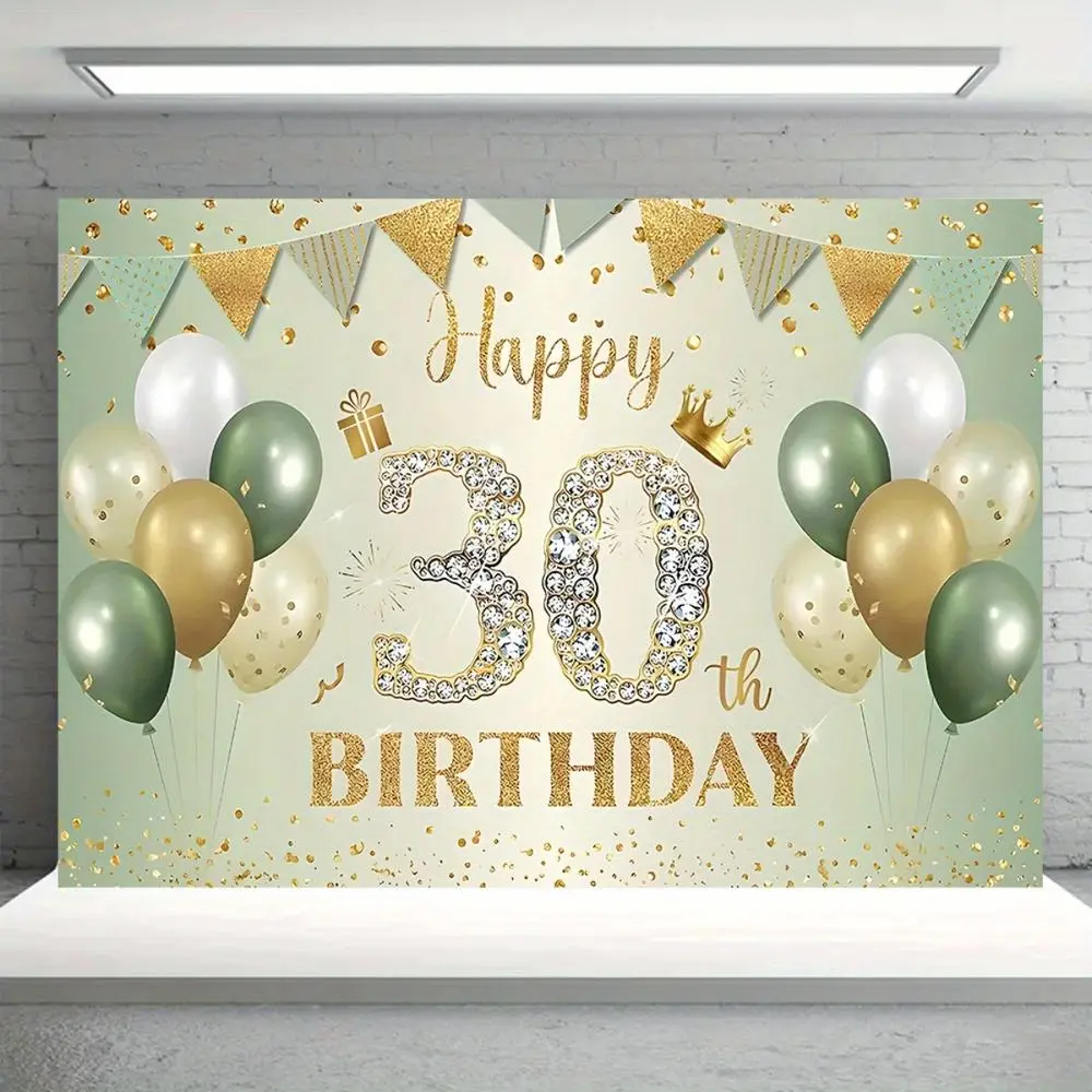 1pc Super Large 2D Flat Polyester 30th Birthday Backdrop Banner - Photo Wall for Living Room Home Decor & Party Supplies