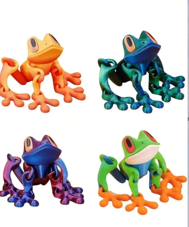 3D Printed Magnetic Frog, 2025 New 3D Printed Frog Fridge Magnets, Realistic Jointed Jumping Frogs ModelMovable Joint Frog Toy Model, Frog Refrigerator Magnets Decor, for Home Office Deco(4pcs )