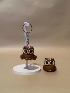 Observing Owl - Brown - Articulated Flexi moving keychain