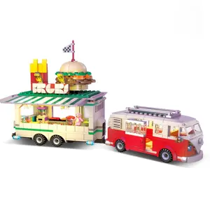 City Burger Truck Mini Building Set, Fun Gift, Burger Car and Kitchen Playset Home Decor