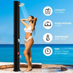 Solar Heated Shower with Shower Head and Foot Shower Tap for Outdoor Poolside Backyard, with Oxford Cloth Cover for Backyard, Garden, Beach Spa