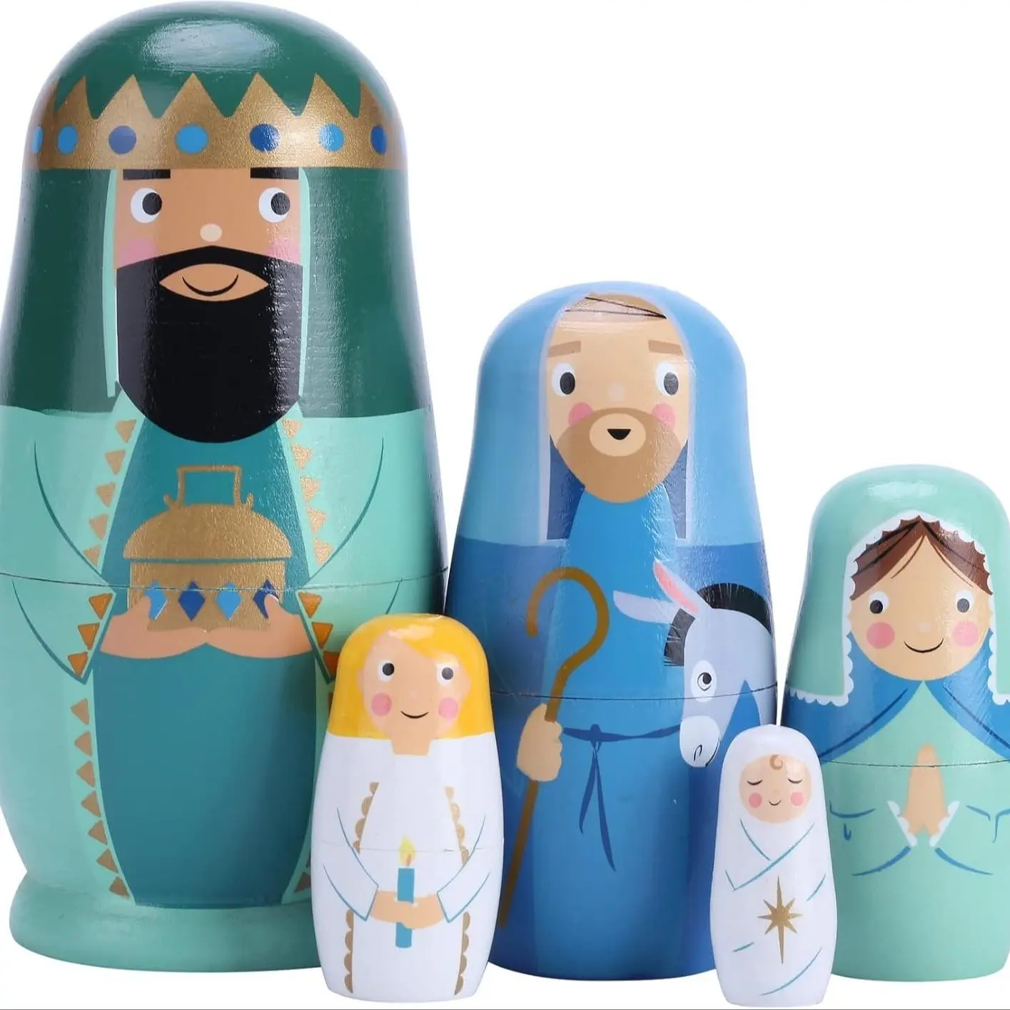 Large 5-Piece Russian Nesting Doll Set, Handmade Wooden Matryoshka, Christmas Easter Birthday Gift, Versatile Home Decor