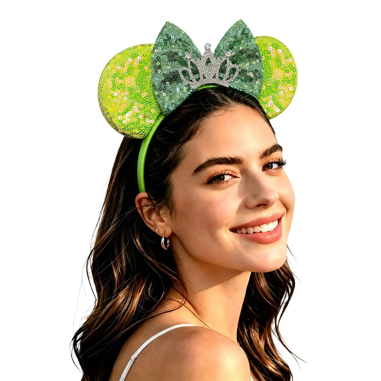 Crown Headband with Princess Ears Bows for Women and Adults