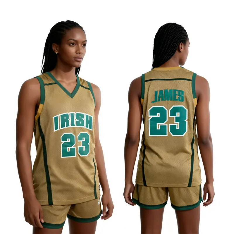 2026 Unisex Irish 23 James Stitched Embroidered Special Edition Basketball Jersey, High School Style Mesh, Outdoor Sports Wear, Yellow White Green, Special Edition Jersey, Workout Tops
