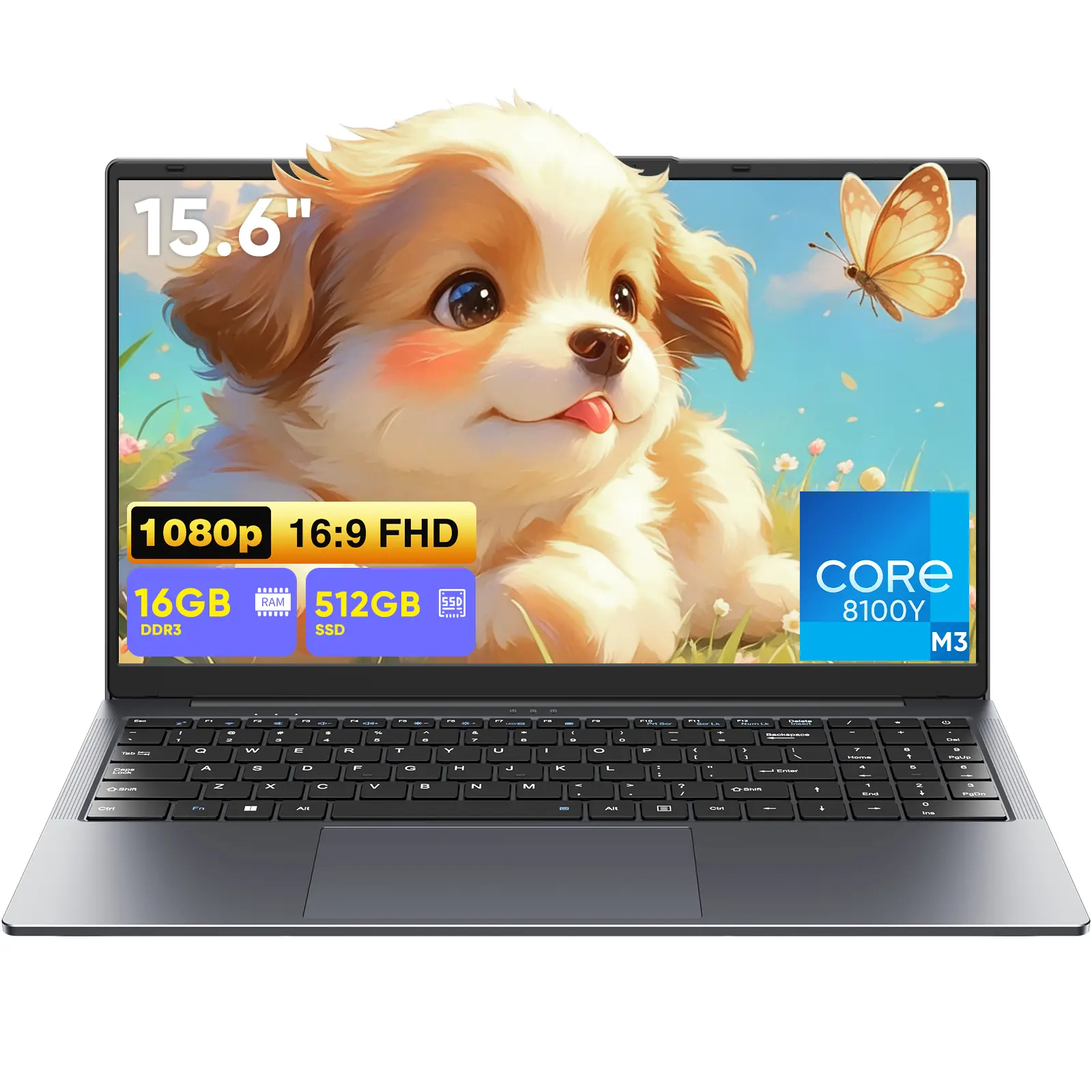 TPV 15.6" Ultra-Thin Portable Wireless Business Laptop - Windows 11 Pro, Core m3 (Up to 3.40 GHz), 16GB RAM, 512GB SSD, 1920x1080 FHD Display, Dual Band WiFi 5, BT5.0, Front Camera, USB Type-C Laptop, Portable Laptop