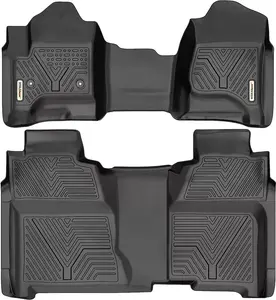 OEDRO Floor Mats Compatible with 2014-2018 Chevy Silverado/GMC Sierra 1500 Crew Cab, 2015-2019 Chevy Silverado/GMC Sierra 2500HD 3500HD Crew Cab, with 1st Row Bench Seat, Custom Fit Black TPE Floor Liners 1st & 2nd Row All-Weather Protection