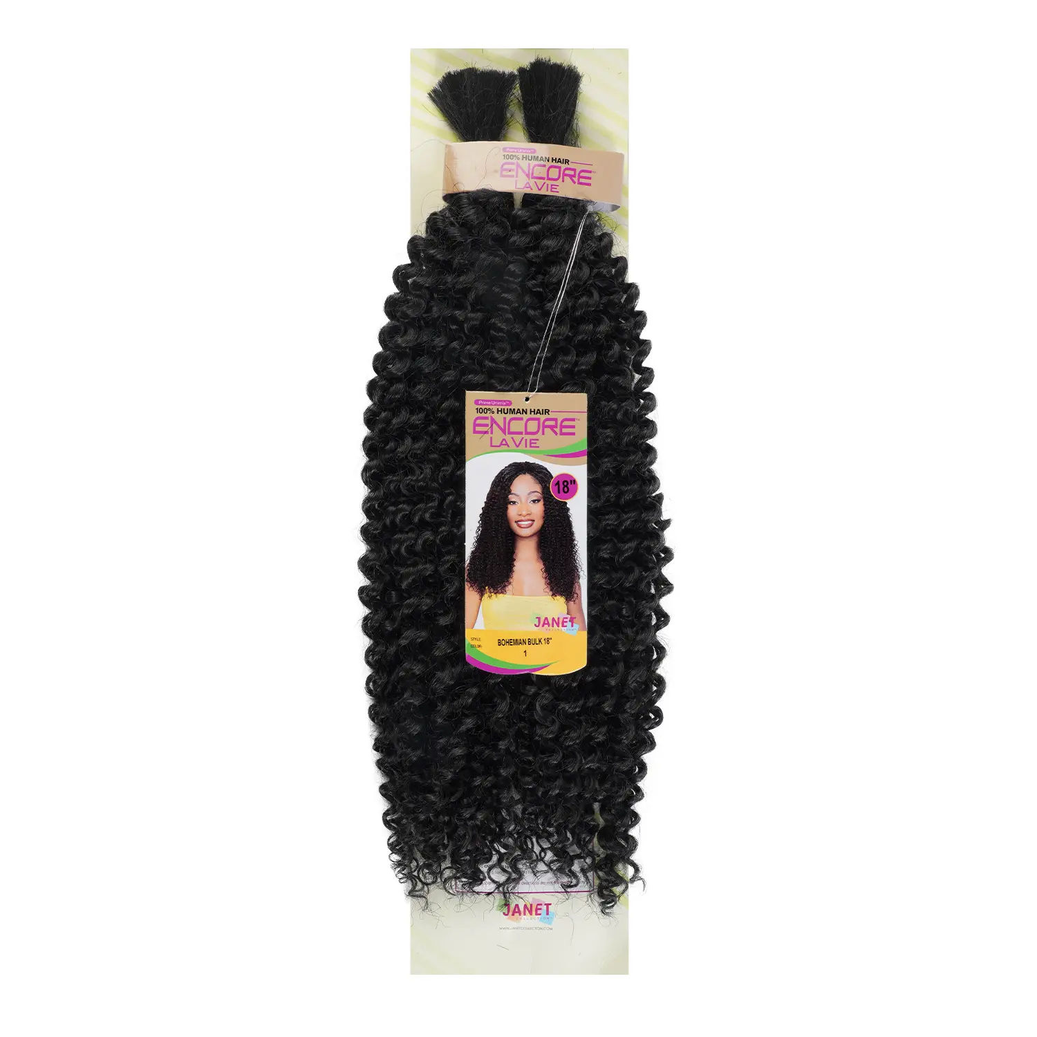 Janet Collection Hair Extensions, Encore La Vie Bohemian Deep Bulk, 18-24 Inch Curly Human Hair for Crochet Braiding, Bohemian Curls, 18-24 Inches, Optimal Human Hair Characteristics