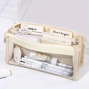 Six Layers Large Capacity Pencil Bag Stationery Supplies Aesthetic Transparent Pen Case Girl Zipper Pencil Pouch School Supplies