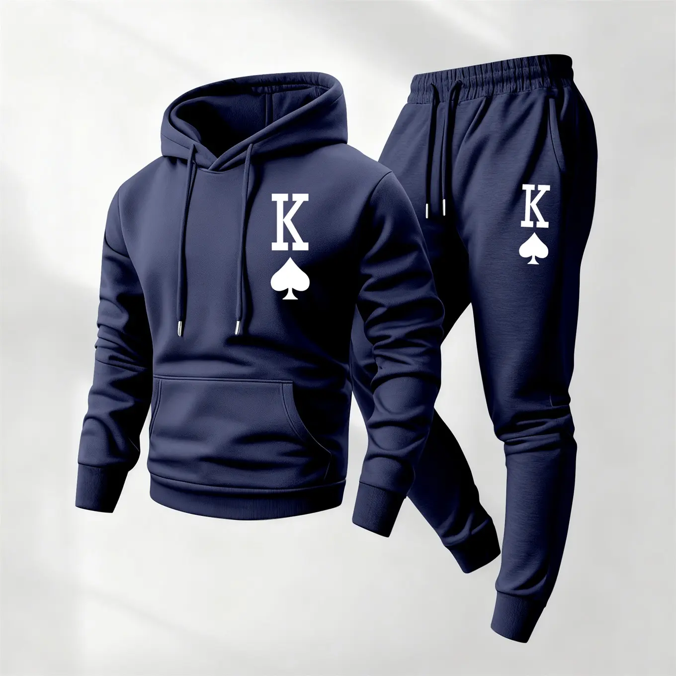 Men's K Letter Printed Hoodie and Drawstring Sweatpants Set, Menswear, Casual Athletic Long Sleeve Hooded Jacket & Trousers for Fall & Winter, Men's Clothing for Daily Wear, Sportswear Indoor Outdoor, Tracksuit, Athleisure Summer Clothes