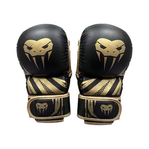 Karate Gloves Half Finger for Adults, MMA Sparring Gloves for Men & Women, Sanda Boxing Punch Mitts, Split Finger Grappling Gloves for Muay Thai Kickboxing BJJ, Kids' Mitts