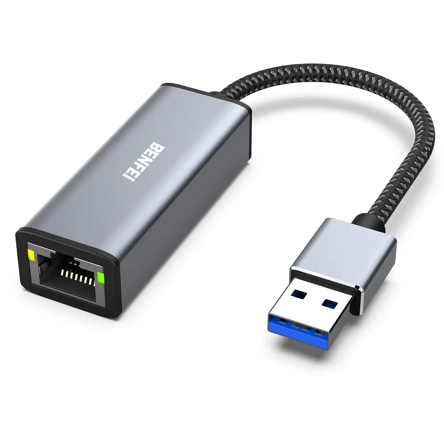 BENFEI Ethernet Adapter, USB 3.0 to RJ45 1000Mbps Gigabit LAN Adapter Compatible for MacBook, Surface Pro, PC with Windows11/10/8/7, XP, Vista, Mac[Aluminium Shell&Nylon Cable]