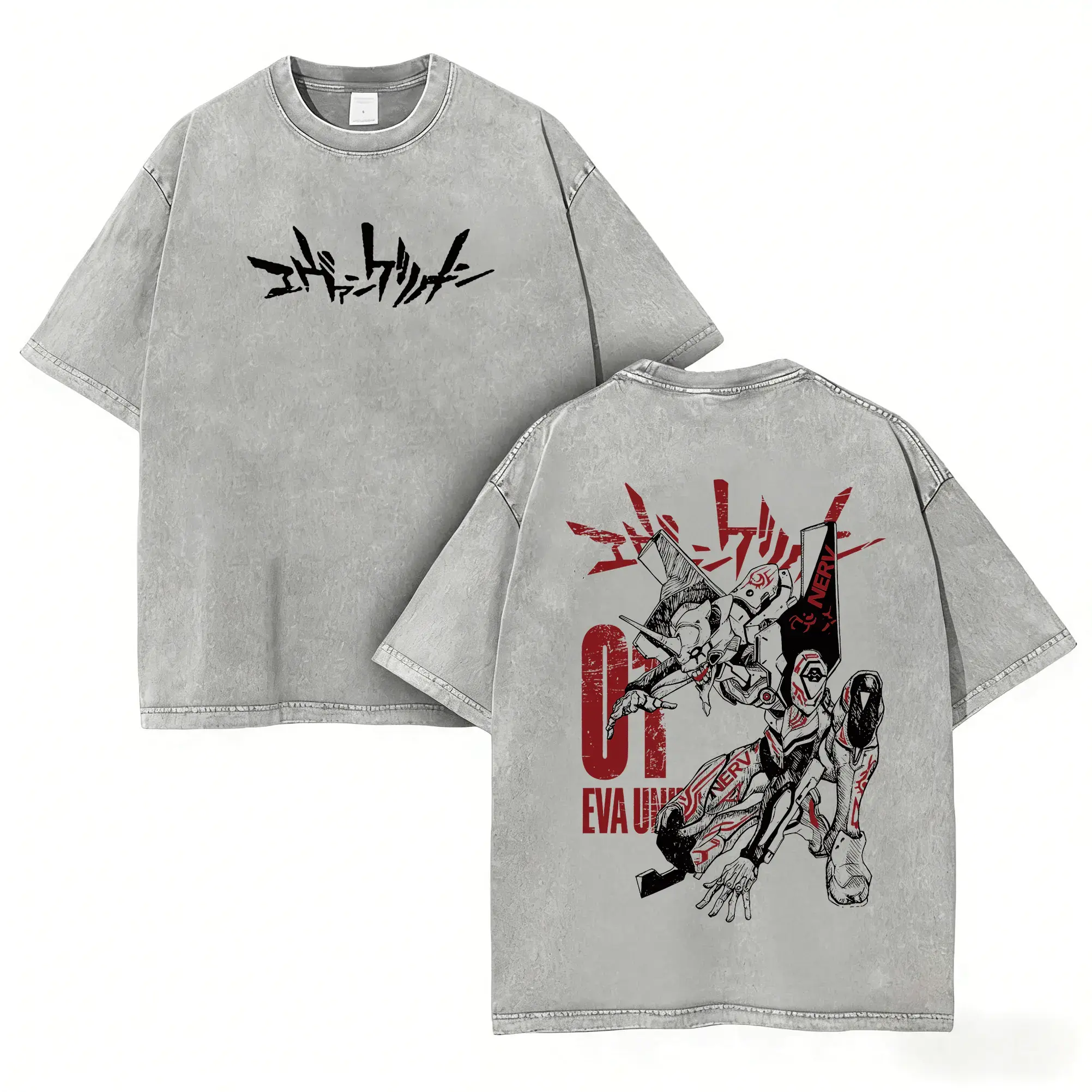 Eva Unit-01 Tee Washed – Neon Genesis Evangelion Vintage Washed Heavy Cotton Oversized Anime Manga T-Shirt Hoodie, Berserk Mode Double Printed Retro Unisex Streetwear Graphic Top, Shinji Ikari NERV Mecha Psychological Anime Edition, Japanese Anime Merch