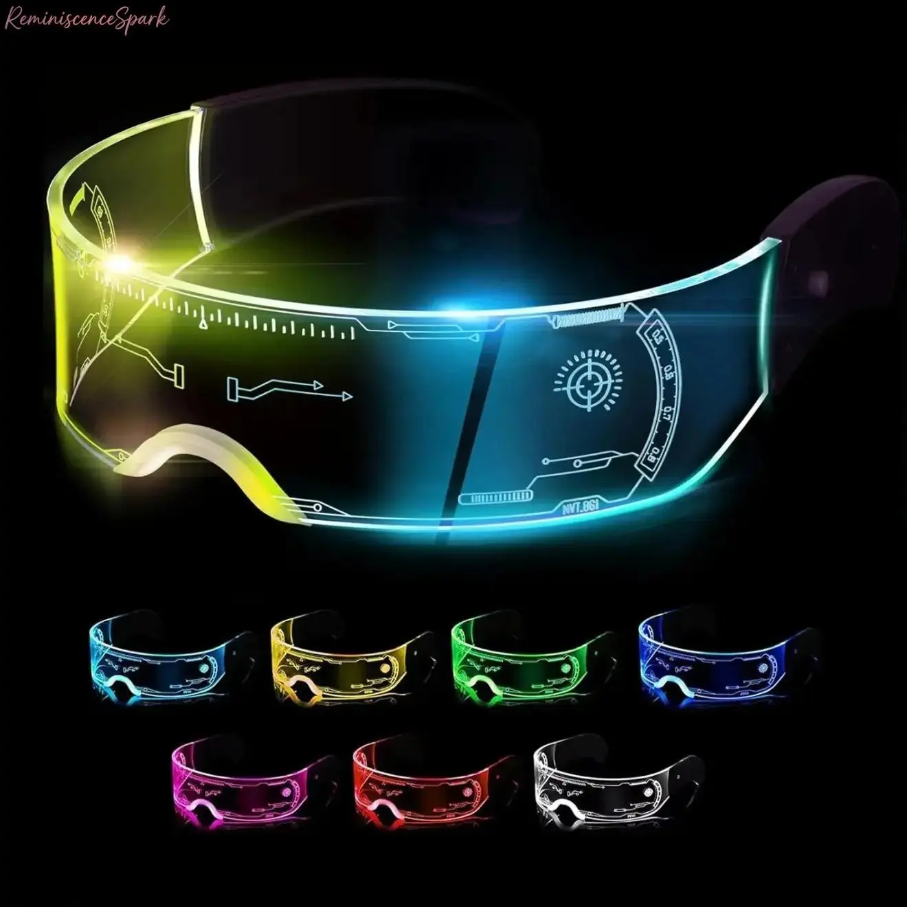 LED Light Up Eyewear, Stylish Futuristic Luminous Glasses, Lightweight Neon Glow Accessory for Rave, Party & Festival Costumes
